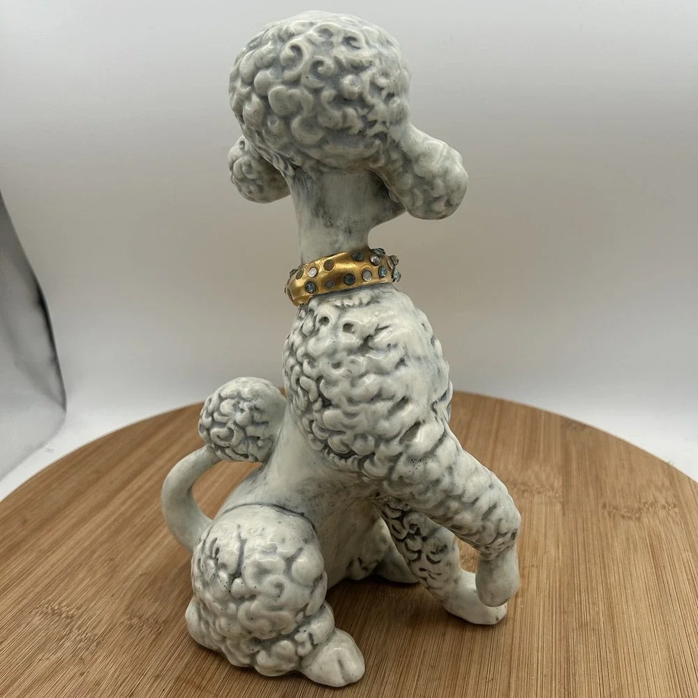 Vtg White Ceramic Sitting Poodle 11